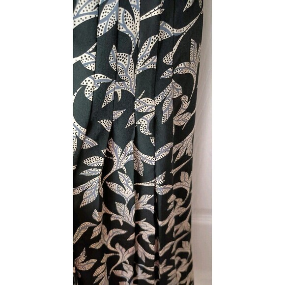 Silk Studio True Wrap Dress Size 10 Petite 100% Silk Black Gray Floral Print VTG - Picture 11 of 15